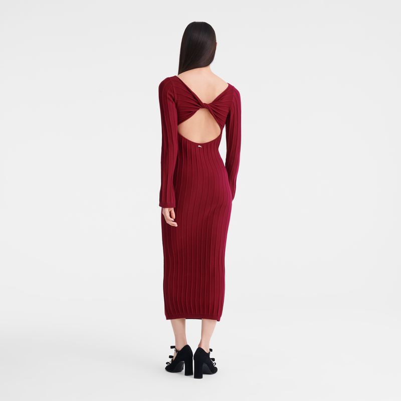 Women Longchamp Long Dress Dark Red | Ireland-614PIKNRV