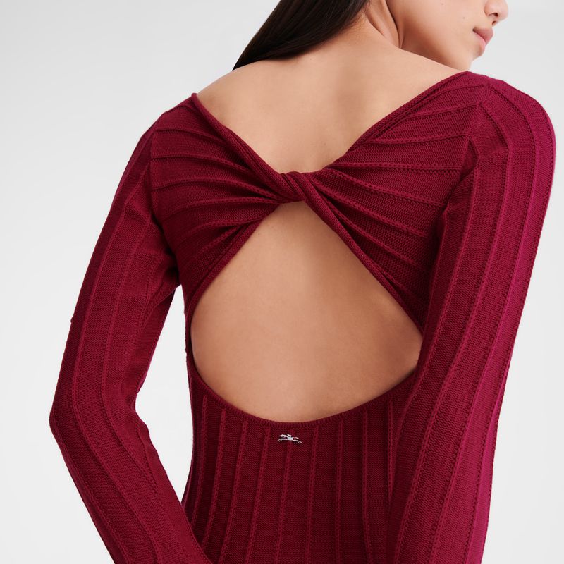 Women Longchamp Long Dress Dark Red | Ireland-614PIKNRV