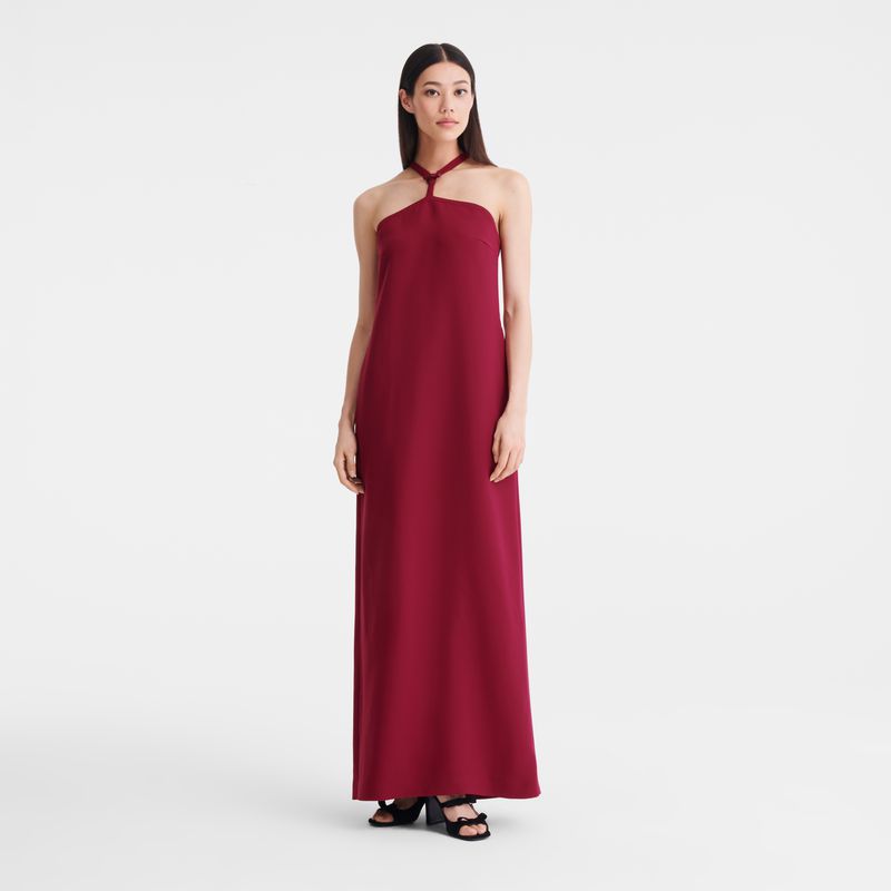 Women Longchamp Long Dress Dark Red | Ireland-325AFLHYZ