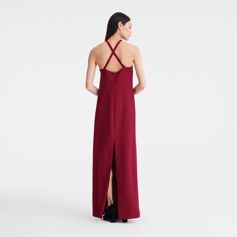 Women Longchamp Long Dress Dark Red | Ireland-325AFLHYZ