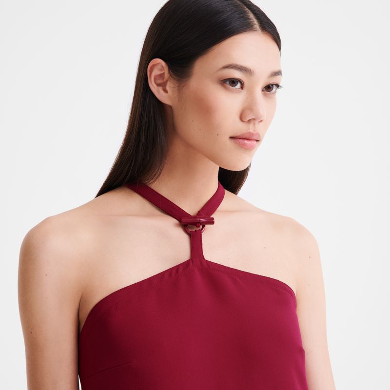 Women Longchamp Long Dress Dark Red | Ireland-325AFLHYZ