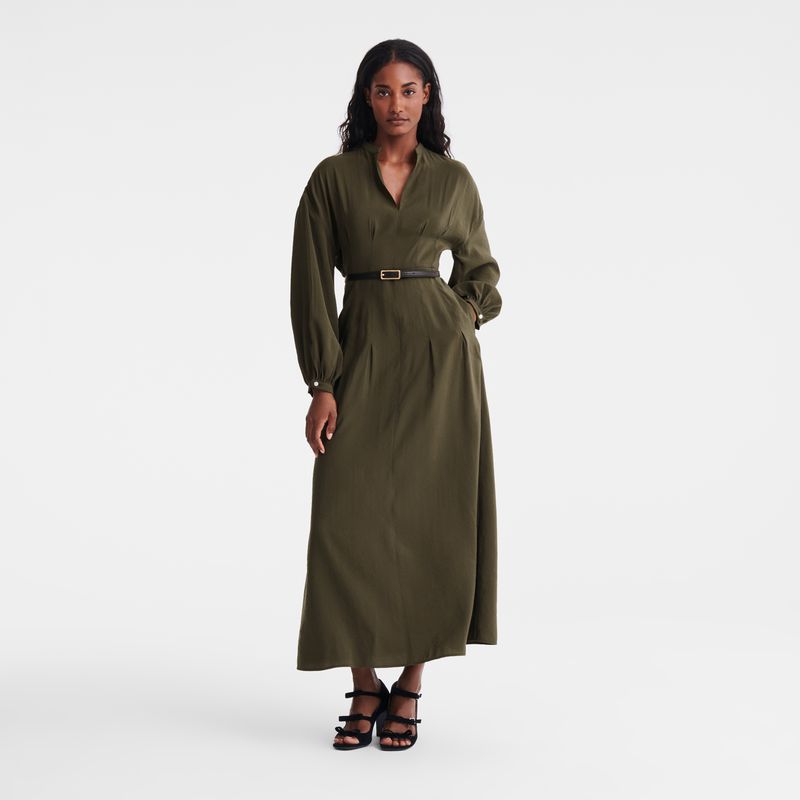 Women Longchamp Long Dress Khaki | Ireland-679ZYSUTL