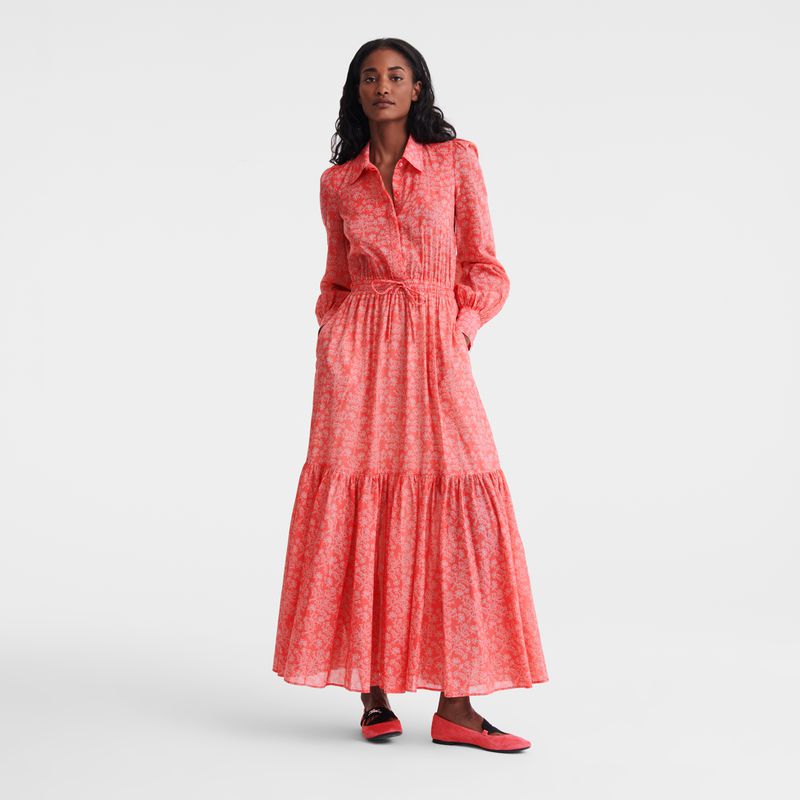 Women Longchamp Long Dress Pink | Ireland-678HVWYCR