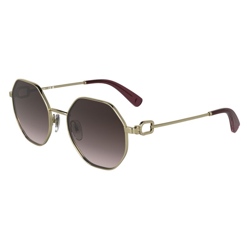 Women Longchamp Metal Sunglasses Gold / Brown Pink | Ireland-189JASXIN