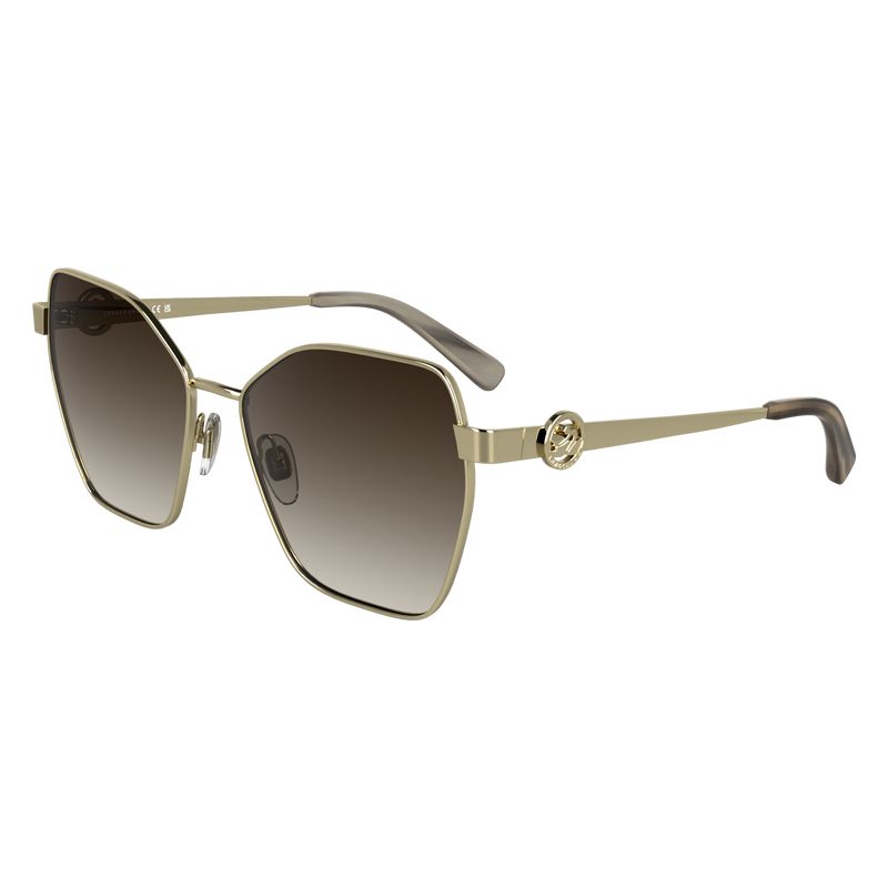 Women Longchamp Metal Sunglasses Gold / Brown | Ireland-654NMWJCT