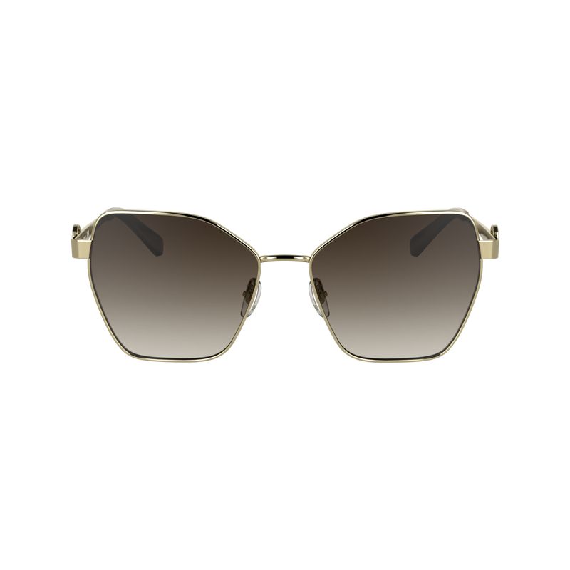 Women Longchamp Metal Sunglasses Gold / Brown | Ireland-654NMWJCT