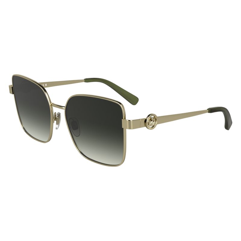 Women Longchamp Metal Sunglasses Gold / Khaki | Ireland-019BZGUVE