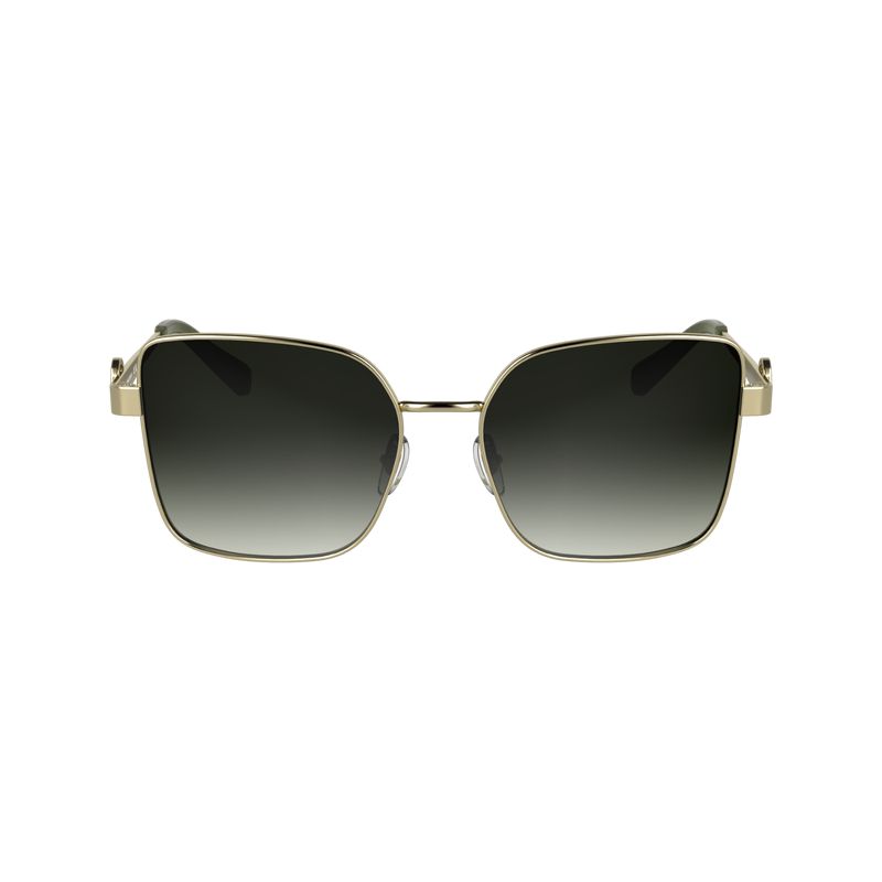 Women Longchamp Metal Sunglasses Gold / Khaki | Ireland-019BZGUVE