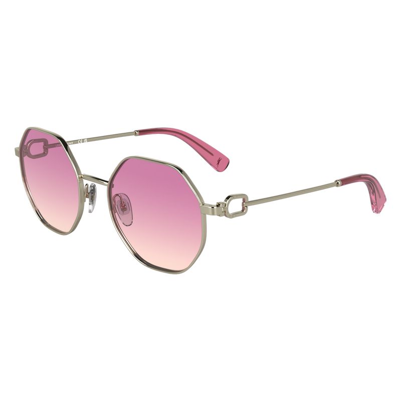 Women Longchamp Metal Sunglasses Gold / Pink | Ireland-910WMTAQL
