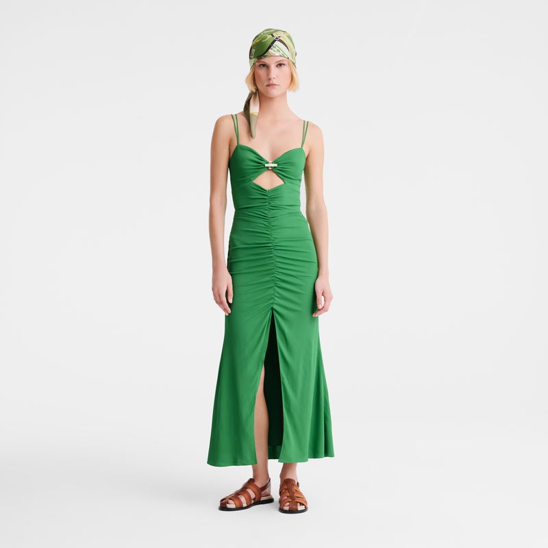 Women Longchamp Midi Dress Green | Ireland-415RCJMPG