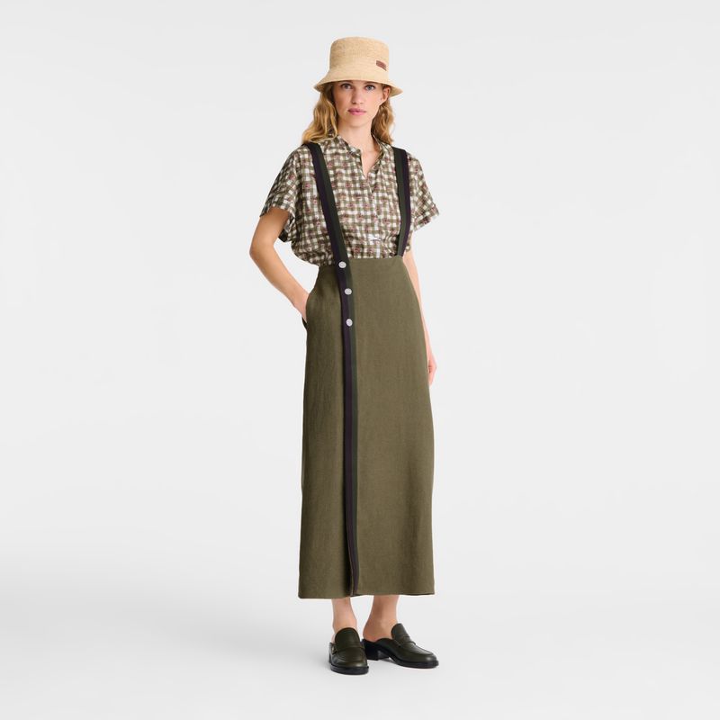 Women Longchamp Midi Skirts Olive | Ireland-168XVAZCU