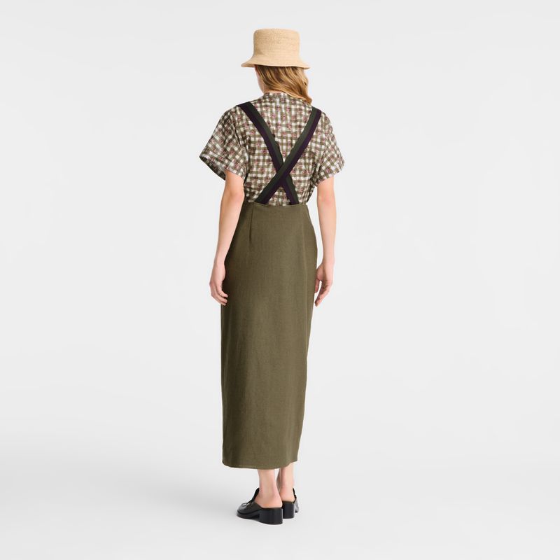 Women Longchamp Midi Skirts Olive | Ireland-168XVAZCU