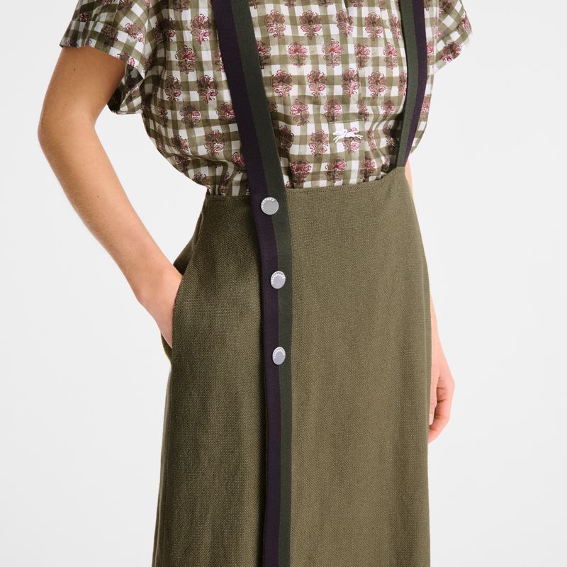 Women Longchamp Midi Skirts Olive | Ireland-168XVAZCU