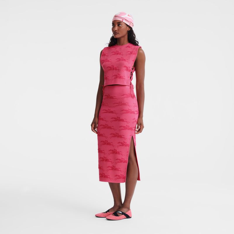 Women Longchamp Midi Skirts Pink | Ireland-356YMNCIW