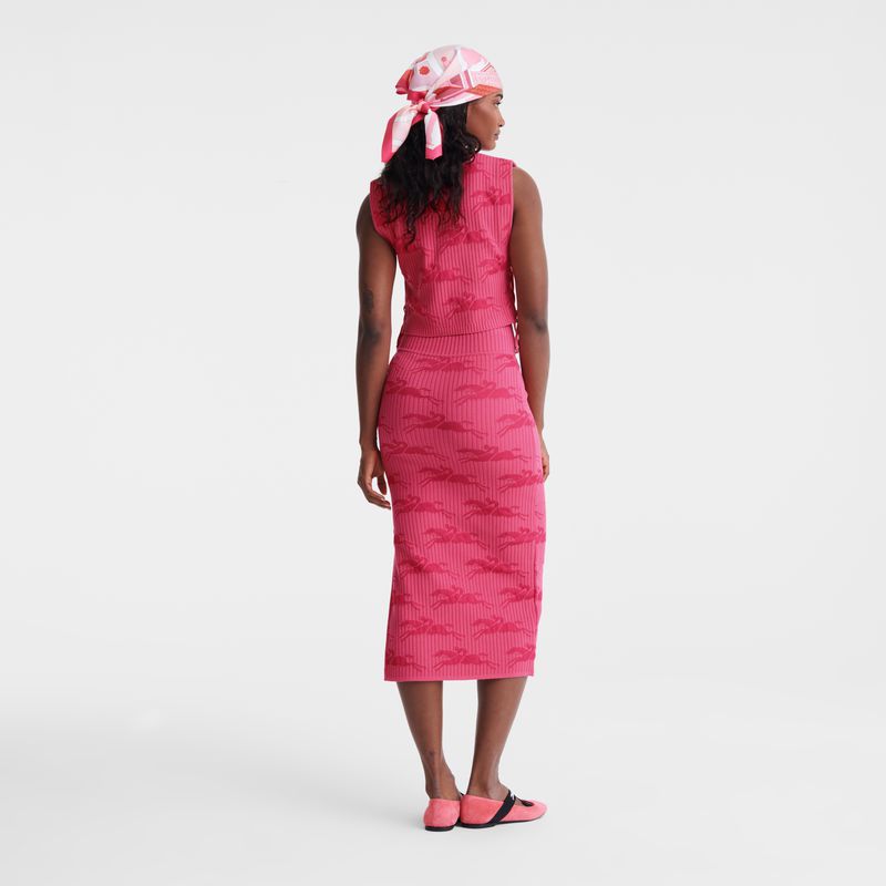 Women Longchamp Midi Skirts Pink | Ireland-356YMNCIW