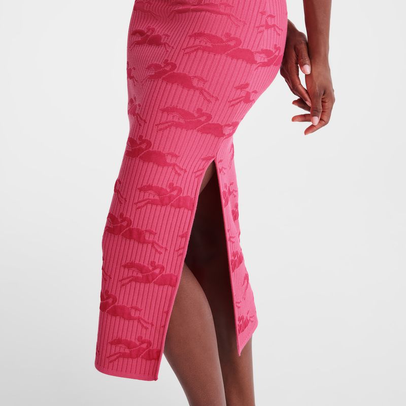 Women Longchamp Midi Skirts Pink | Ireland-356YMNCIW