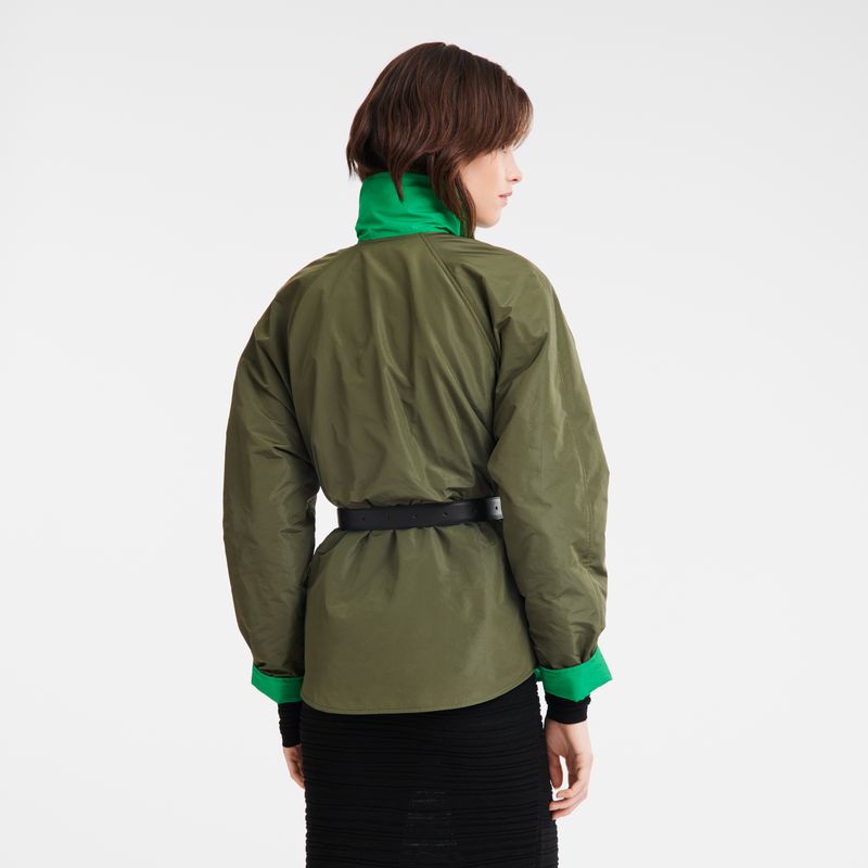 Women Longchamp Padded Blouson Jacket Khaki / Green | Ireland-124SFNMPO