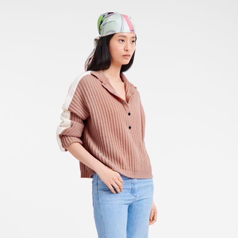 Women Longchamp Polo Collar Jumper Beige | Ireland-389VQOIHK
