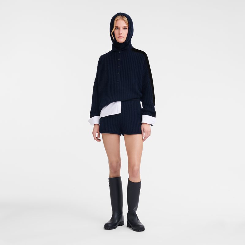 Women Longchamp Polo Collar Jumper Navy | Ireland-961IVWJKE