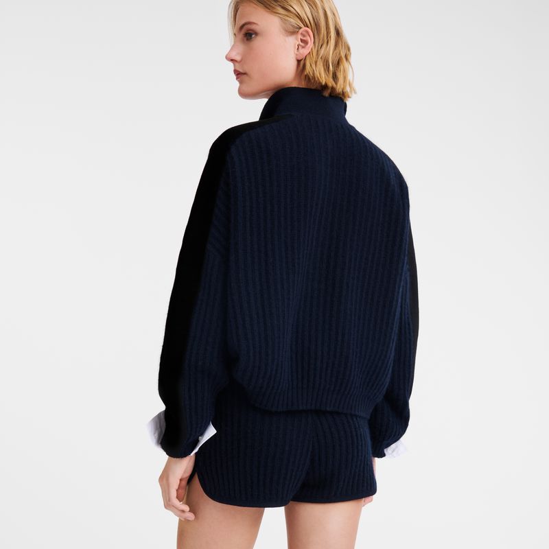 Women Longchamp Polo Collar Jumper Navy | Ireland-961IVWJKE