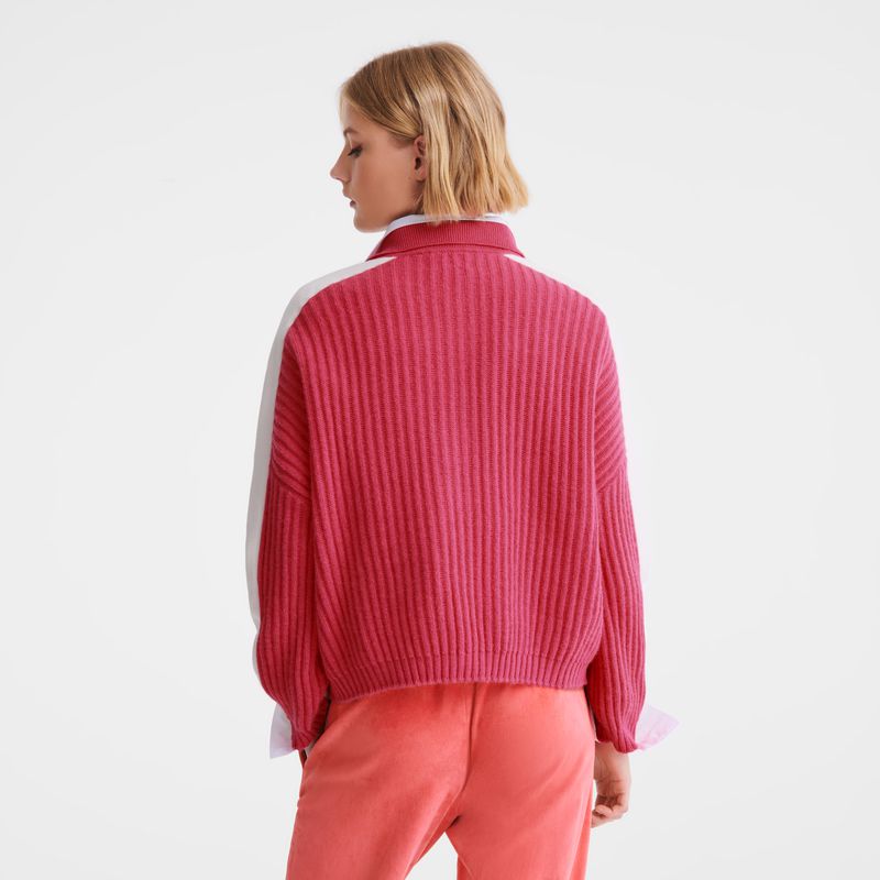 Women Longchamp Polo Collar Jumper Pink | Ireland-612UMILZQ