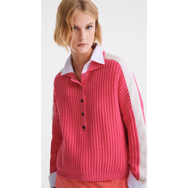Women Longchamp Polo Collar Jumper Pink | Ireland-612UMILZQ