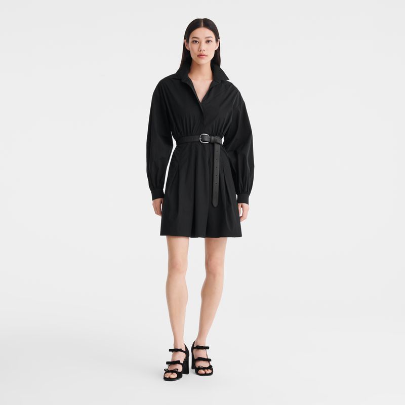 Women Longchamp Popelin Dress Black | Ireland-681LCAYHS