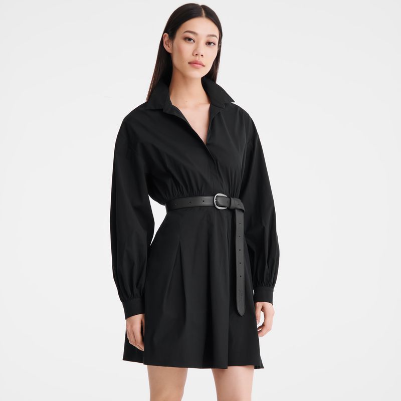 Women Longchamp Popelin Dress Black | Ireland-681LCAYHS