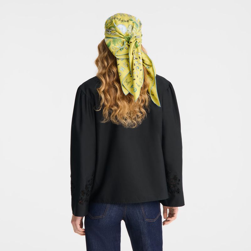 Women Longchamp Poplin Embroidered Blouse Black | Ireland-305TBZVID