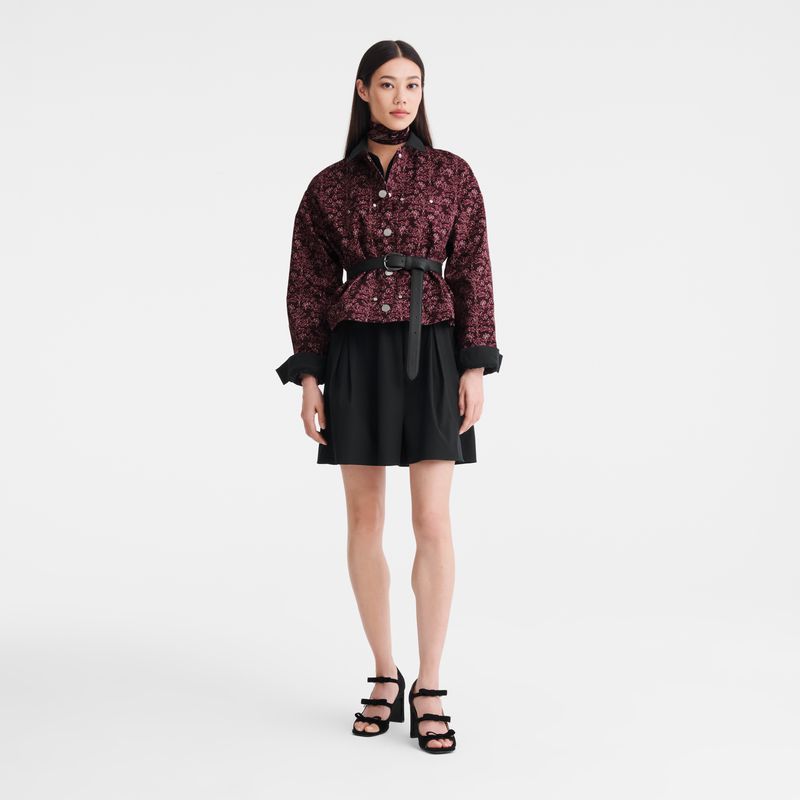 Women Longchamp Printed Gabardine Jacket Burgundy | Ireland-419TFEJXB
