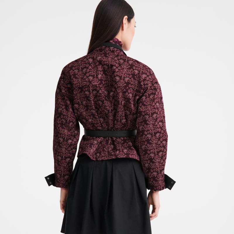 Women Longchamp Printed Gabardine Jacket Burgundy | Ireland-419TFEJXB