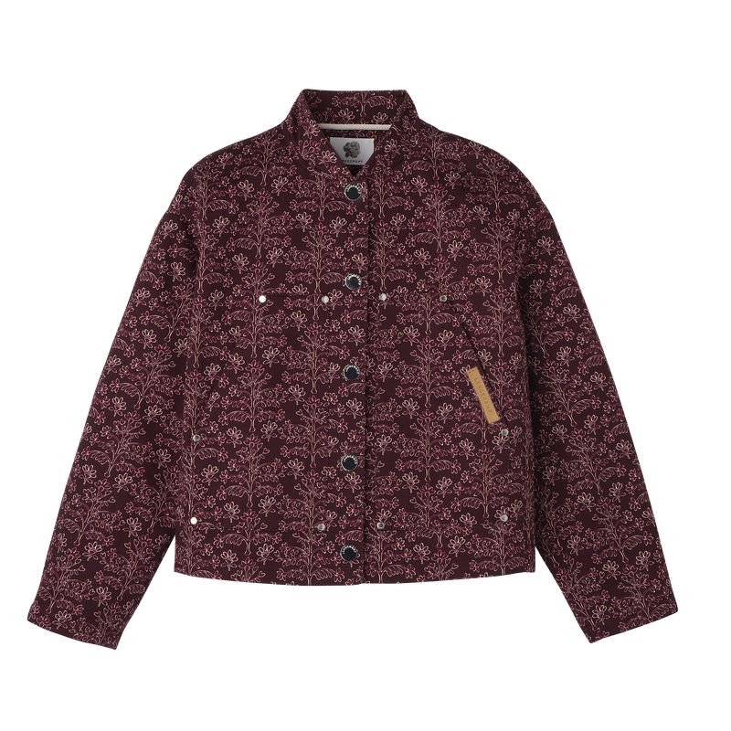 Women Longchamp Printed Gabardine Jacket Burgundy | Ireland-419TFEJXB