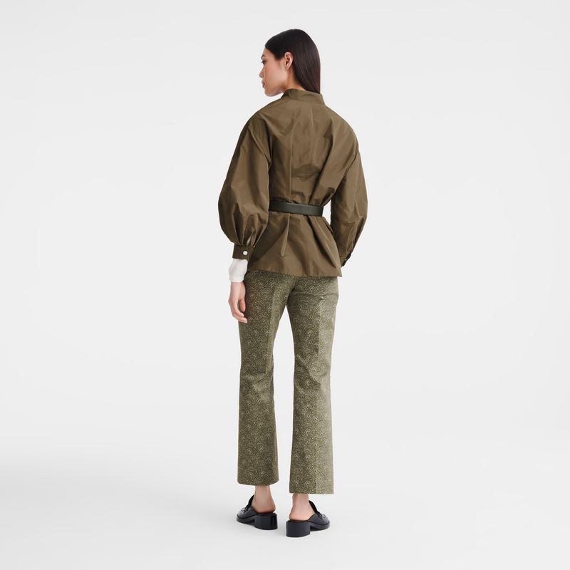 Women Longchamp Printed Gabardine Pants Green | Ireland-197CNOYSQ