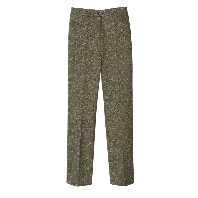 Women Longchamp Printed Gabardine Pants Green | Ireland-197CNOYSQ
