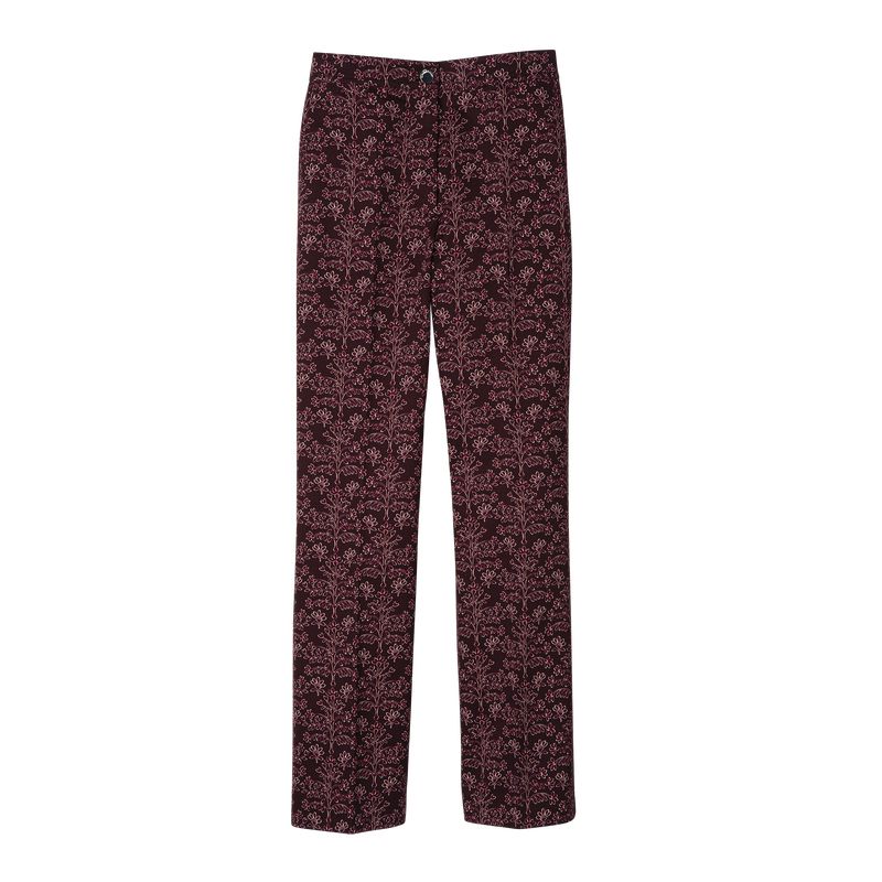 Women Longchamp Printed Gabardine Pants Burgundy | Ireland-857QZOGTR