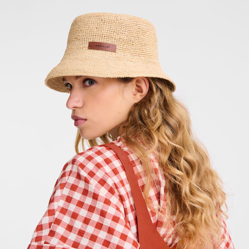 Women Longchamp Raffia Bucket Hat Beige | Ireland-189ZOBUYK