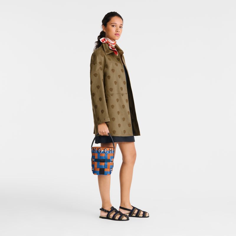 Women Longchamp Re-play Xs Bucket Bag Blue / Orange | Ireland-186CXHUQZ