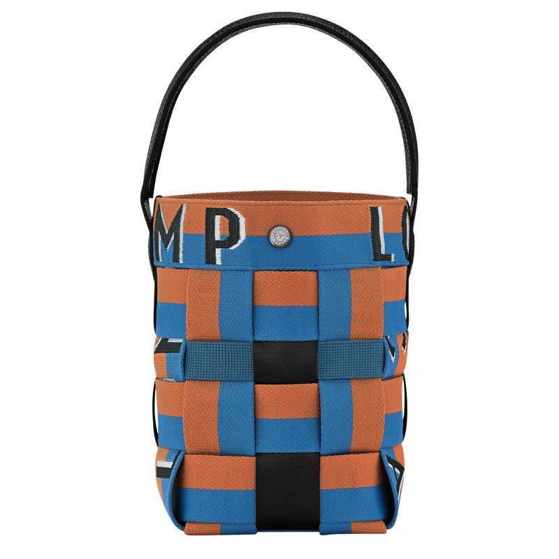 Women Longchamp Re-play Xs Bucket Bag Blue / Orange | Ireland-186CXHUQZ