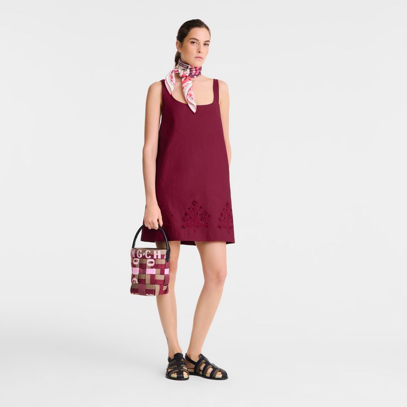 Women Longchamp Re-play Xs Bucket Bag Dark Pink / Brown | Ireland-258QWMDZP