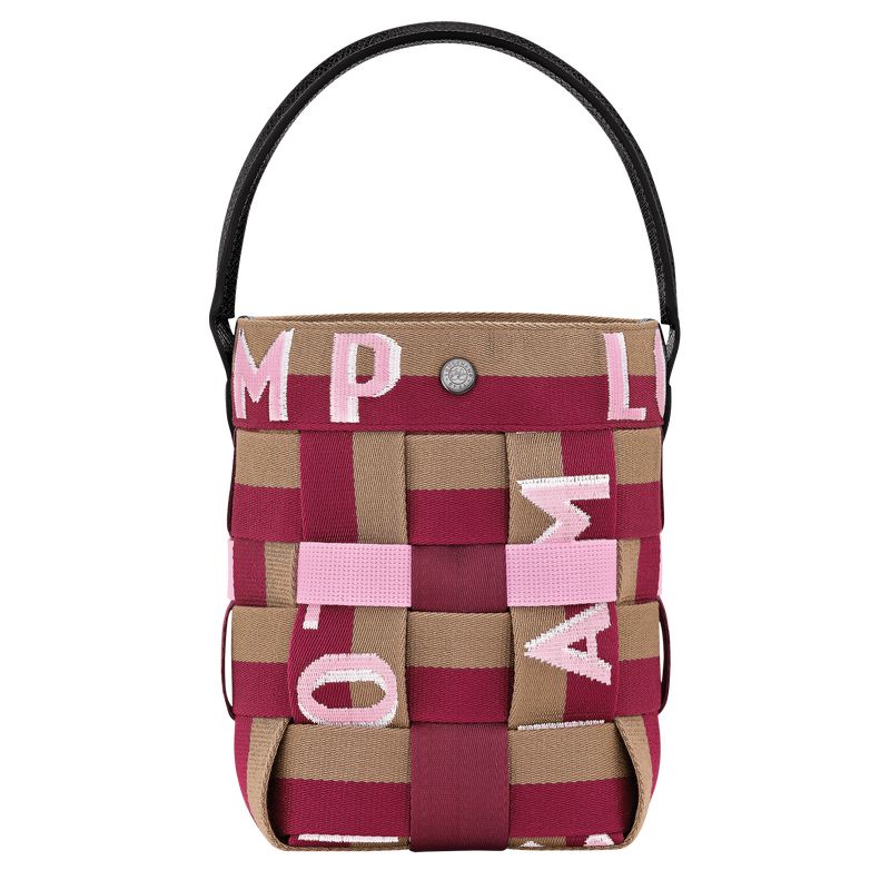 Women Longchamp Re-play Xs Bucket Bag Dark Pink / Brown | Ireland-258QWMDZP