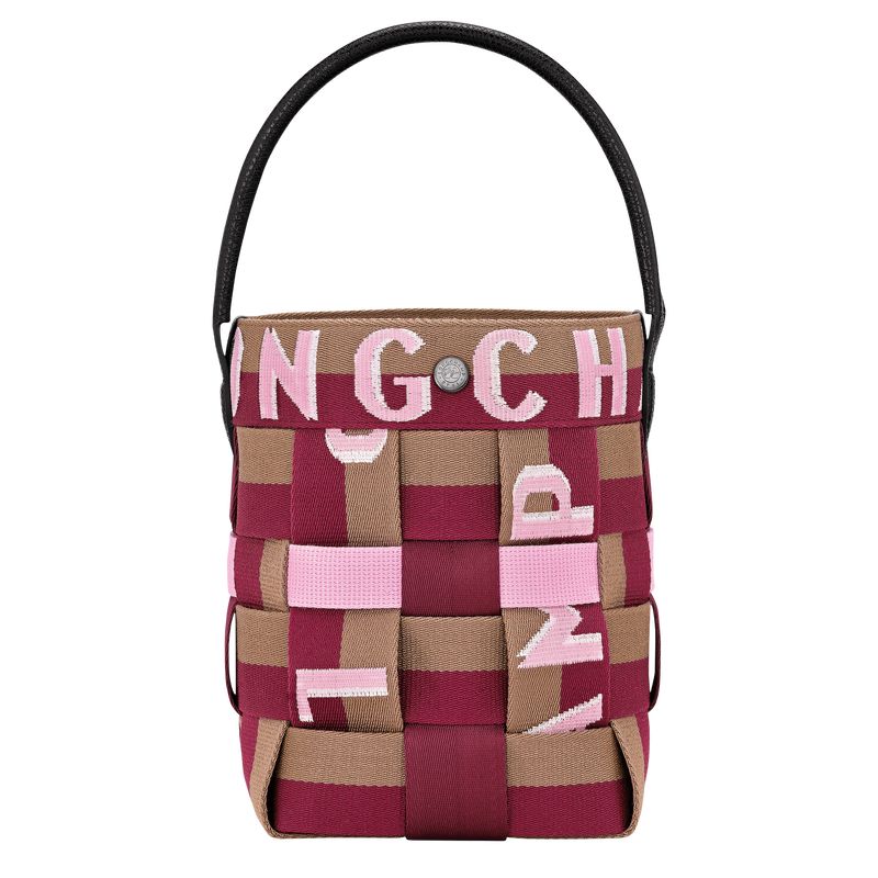 Women Longchamp Re-play Xs Bucket Bag Dark Pink / Brown | Ireland-258QWMDZP