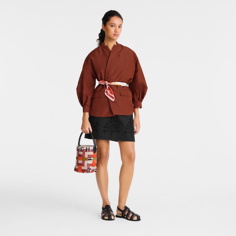 Women Longchamp Re-play Xs Bucket Bag Red / Beige | Ireland-021LBUFAC