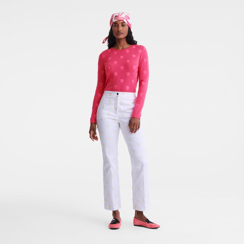Women Longchamp Round Neck Sweater Pink | Ireland-304TMZUAY
