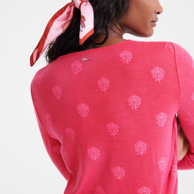 Women Longchamp Round Neck Sweater Pink | Ireland-304TMZUAY