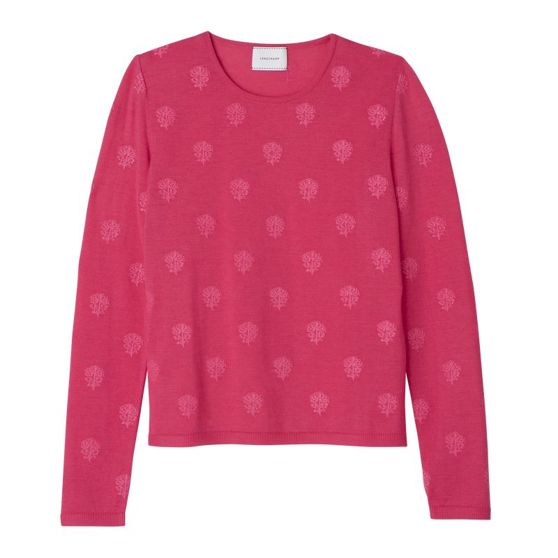 Women Longchamp Round Neck Sweater Pink | Ireland-304TMZUAY
