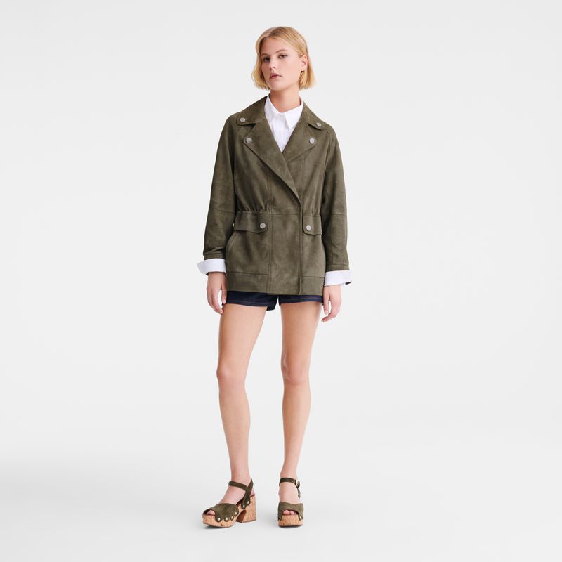 Women Longchamp Safari Jacket Khaki | Ireland-748FHBNZA