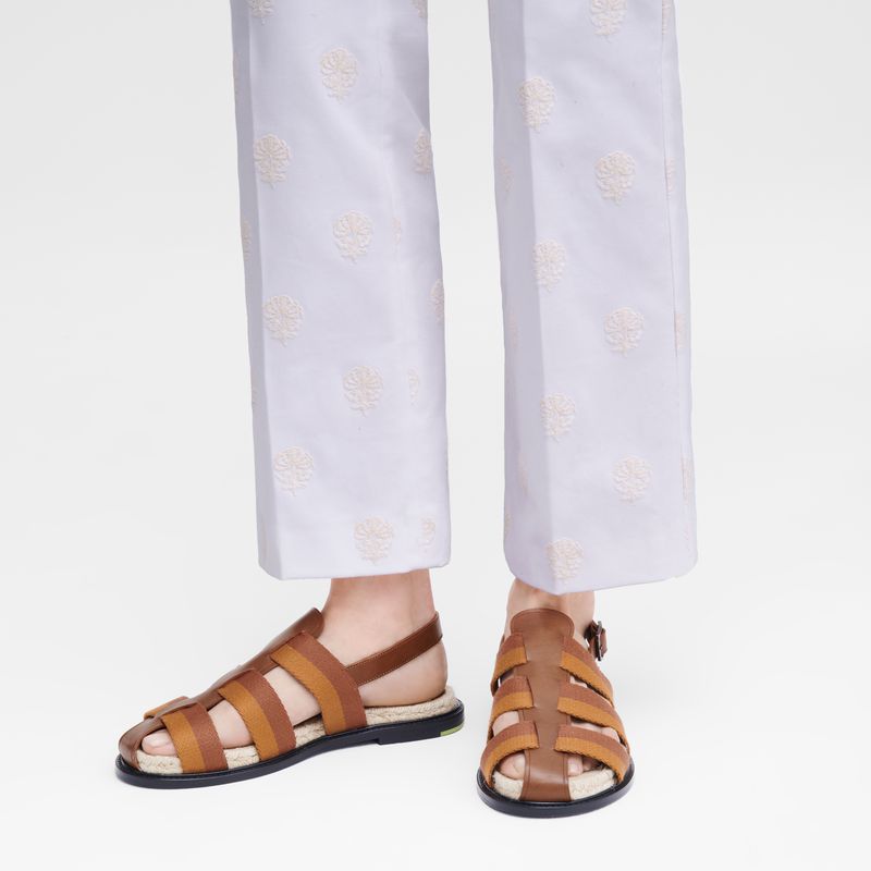 Women Longchamp Shadow Sandals Brown | Ireland-168WCATYV
