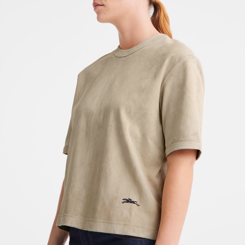 Women Longchamp Short Leather Top Beige | Ireland-189PBWXTJ