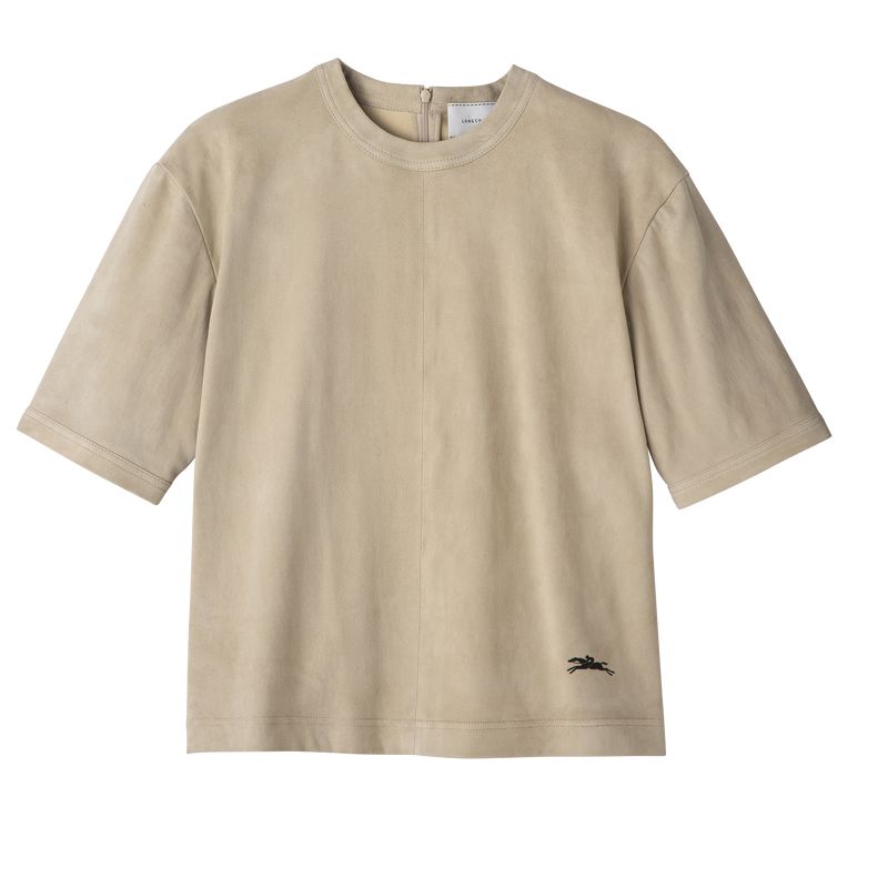 Women Longchamp Short Leather Top Beige | Ireland-189PBWXTJ