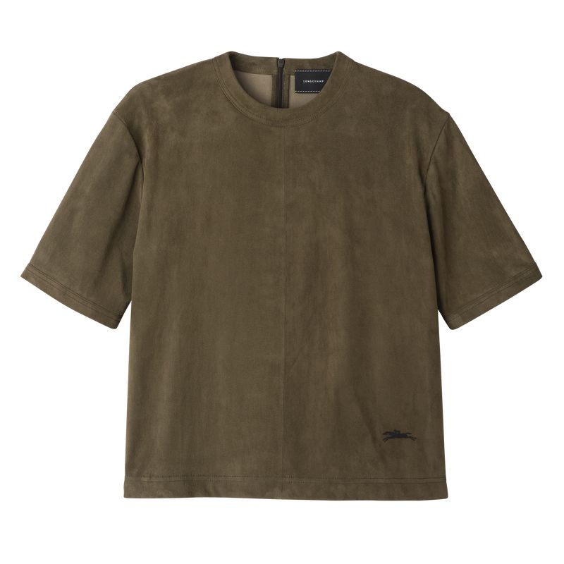 Women Longchamp Short Leather Top Khaki | Ireland-540GCIDLU